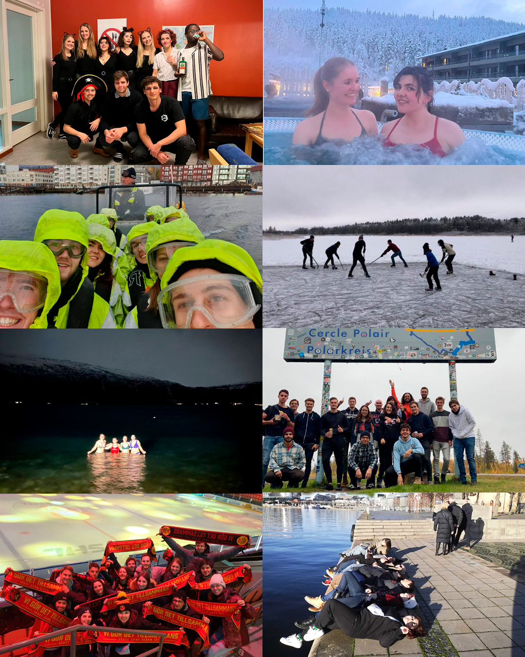 Collage di foto con persone che fanno diverse attività